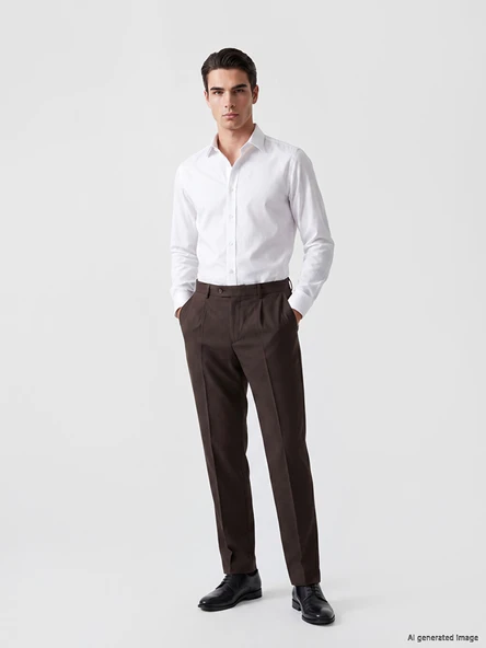 LCW BUSINESS Kahverengi Slim Fit Erkek Pantolon ürün görseli 1