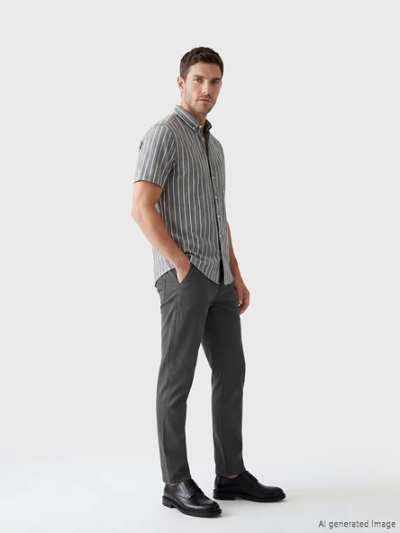 LCWAIKIKI Classic Antrasit Dar Kalıp Gabardin Erkek Chino Pantolon ürün görseli 1
