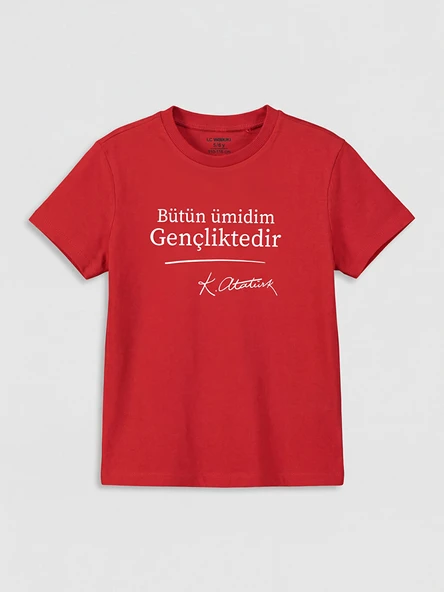 LCW Kids Kırmızı Atatürk Baskılı Erkek Çocuk Tişört ürün görseli 1