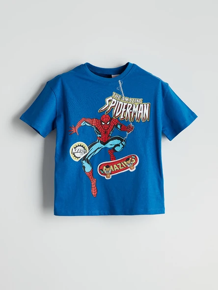 LCW Kids Mavi Spiderman Baskılı Erkek Çocuk Tişört ürün görseli 1