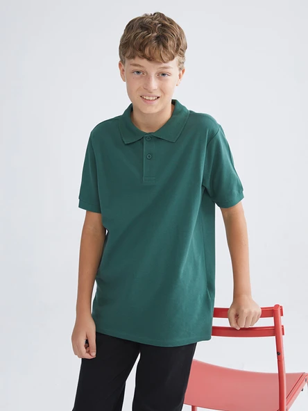 LCW Kids Yeşil Polo Yaka Erkek Çocuk Tişört ürün görseli 1