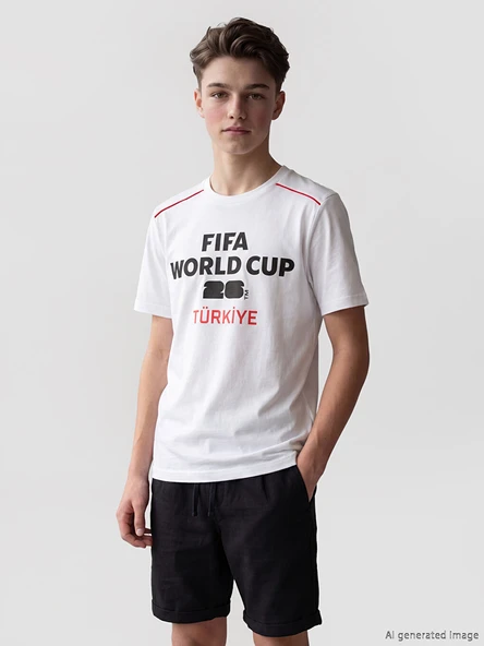 LCW Kids Beyaz Fıfa 2026 Dünya Kupası Baskılı Erkek Çocuk Tişört ürün görseli 1