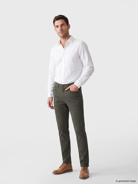 LCWAIKIKI Classic Haki Slim Fit Gabardin Erkek Chino Pantolon ürün görseli 1