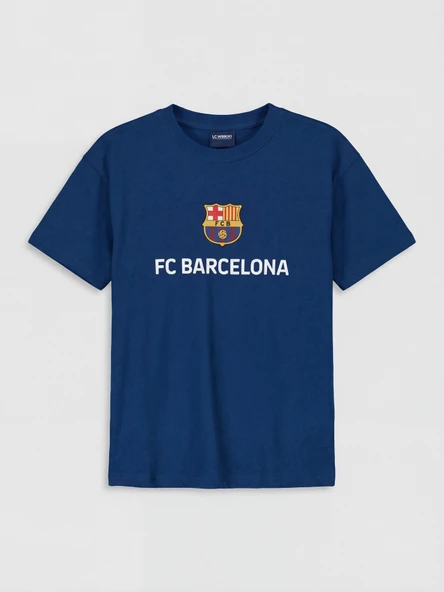 LCW Kids Lacivert Bisiklet Yaka FC Barcelona Baskılı Erkek Çocuk Tişört ürün görseli 1
