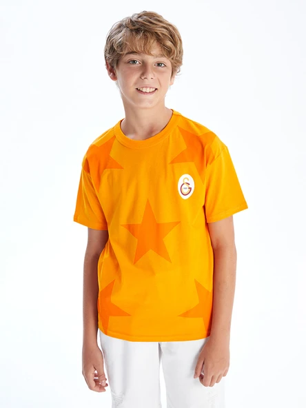 LCW Kids Sarı Bisiklet Yaka Galatasaray Baskılı Erkek Çocuk Tişört ürün görseli 1