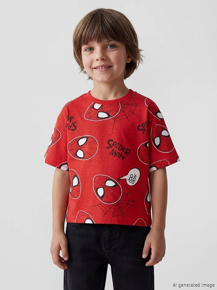 LCW Kids Kırmızı Spider-Man Baskılı Erkek Çocuk Tişört ürün görseli 1