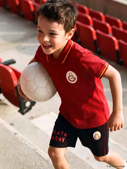 LCW Kids Kırmızı Polo Yaka Galatasaray Baskılı Erkek Çocuk Tişört ürün görseli 1