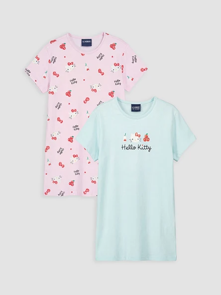 LCW Kids Pembe Baskılı Kız Çocuk Tişört 2'li ürün görseli 1