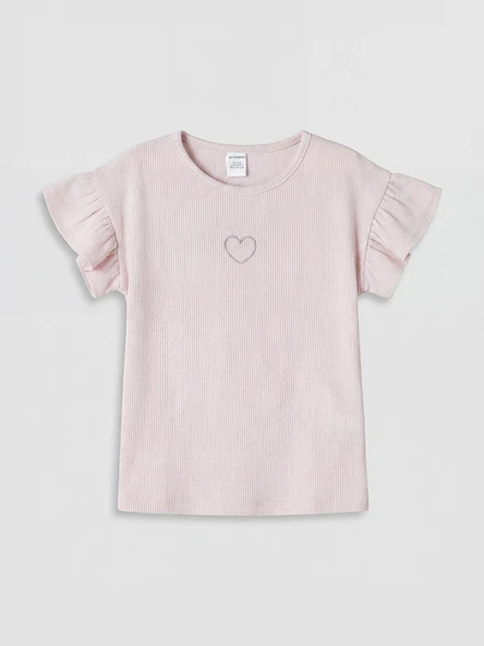 LCW Kids Pembe Nakışlı Kız Çocuk Tişört ürün görseli 1