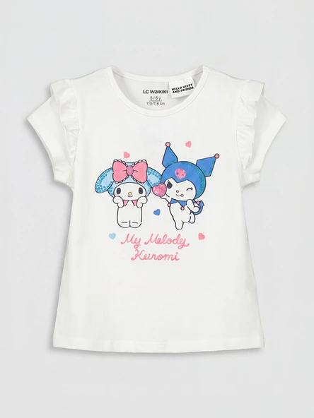 LCW Kids Beyaz Hello Kitty ve Arkadaşları Baskılı Kız Çocuk Tişört ürün görseli 1