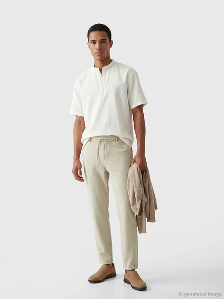LCW Vision Bej Slim Fit Erkek Pantolon ürün görseli 1