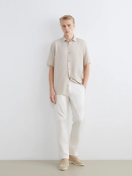 LC WAIKIKI Ekru Standart Kalıp Erkek Chino Pantolon ürün görseli 1