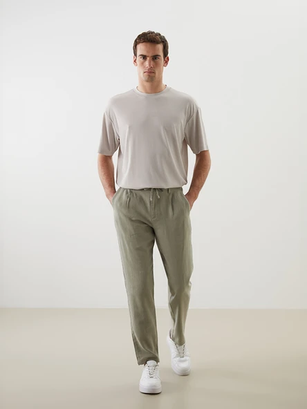 LCW Vision Yeşil Slim Fit Keten Karışımlı Erkek Pantolon ürün görseli 1