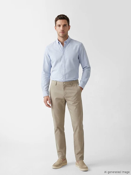 LCWAIKIKI Classic Kahverengi Dar Kalıp Erkek Chino Pantolon ürün görseli 1