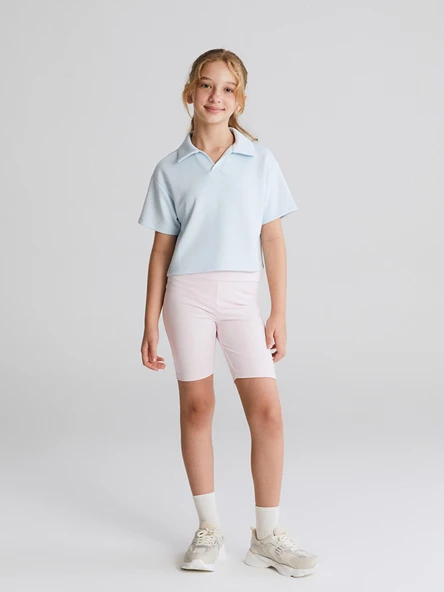 LCW Kids Mavi Polo Yaka Kız Çocuk Tişört ürün görseli 1