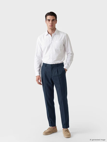 LCW BUSINESS Lacivert Slim Fit Pamuklu Erkek Kumaş Pantolon ürün görseli 1