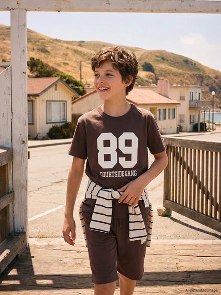 LCW Kids Kahverengi Baskılı Erkek Çocuk Tişört ürün görseli 1