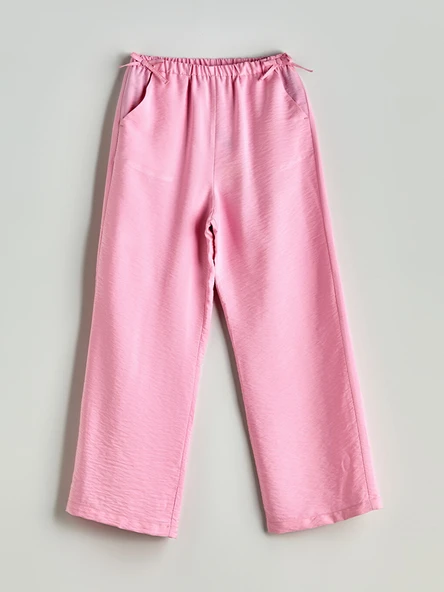 LCW Kids Pembe Beli Lastikli Fiyonk Detaylı Kız Çocuk Pantolon ürün görseli 1