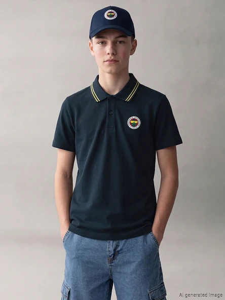 LCW Kids Lacivert Polo Yaka Fenerbahçe Baskılı Erkek Çocuk Tişört ürün görseli 1