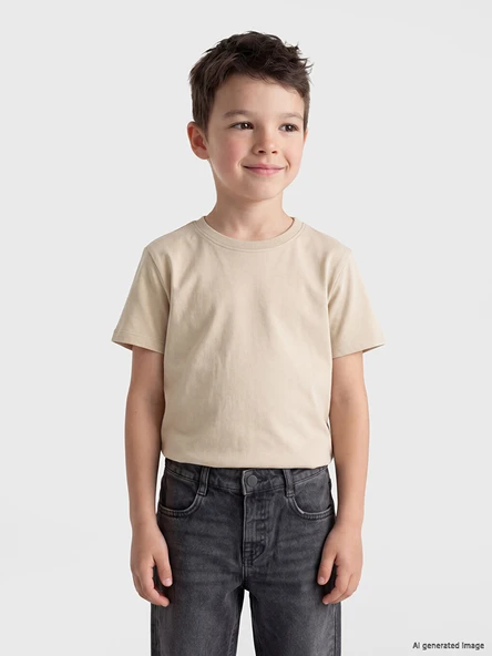 LCW Kids Bej Basic Erkek Çocuk Tişört ürün görseli 1