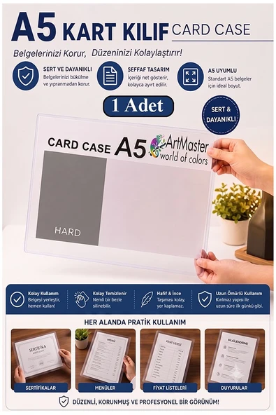 A5 Afiş Muhafaza Kabı 1 Adet 15x21 cm Menü Belge Saklama Kabı Şeffaf Kaliteli Plastik Dosya Belge Saklama ürün görseli 1