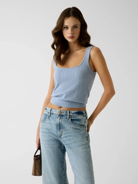 Guess Kolsuz Nina Triko Kadın Mavi Bluz W6YR15Z0956-A70Q ürün görseli 1