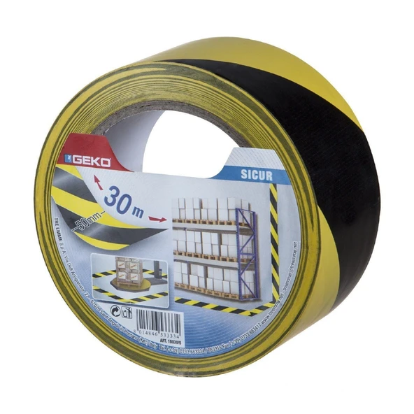 Yer İşaretleme Ve İkaz Bantı Pvc Sarı/Siyah 50Mmx30m Sıcur ürün görseli 1