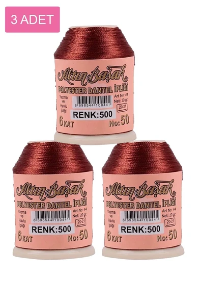 3 Adet Altınbaşak Oya ve Dantel İpi 20 gr - Royaleks - No: 500 ürün görseli 1