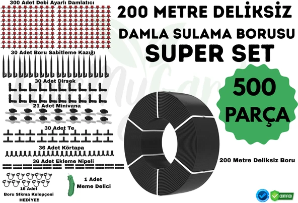 200 METRE DELİKSİZ DAMLA SULAMA BORUSU VE SUPER SULAMA SETİ- 16 mm ürün görseli 1