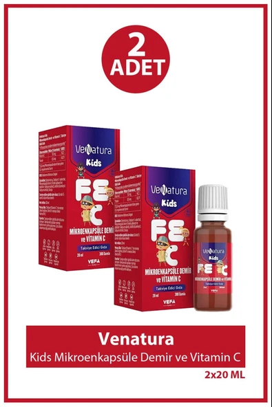 Venatura Kids Mikroenkapsüle Demir ve Vitamin C 20 ml 2 Adet ürün görseli 1