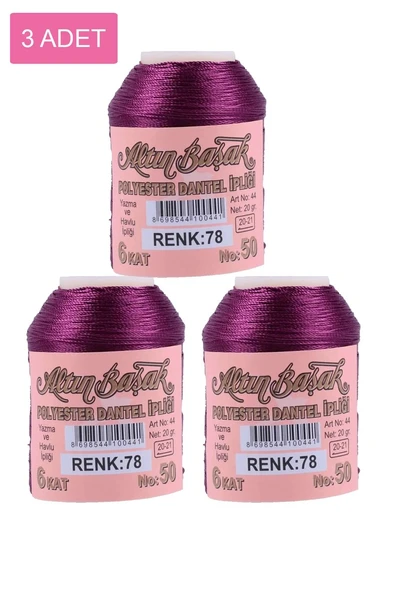 3 Adet Altınbaşak Oya ve Dantel İpi 20 gr - Royaleks - No: 078 ürün görseli 1