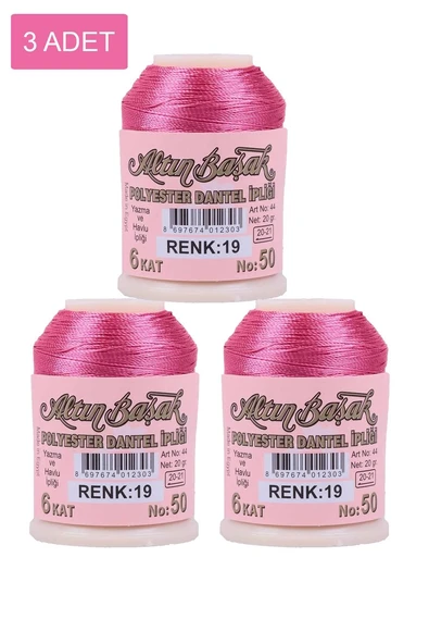 3 Adet Altınbaşak Oya ve Dantel İpi 20 gr - Royaleks - No: 019 ürün görseli 1