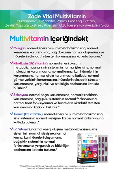 Zade Vital Multivitamin 30 Kapsül - Resim 7