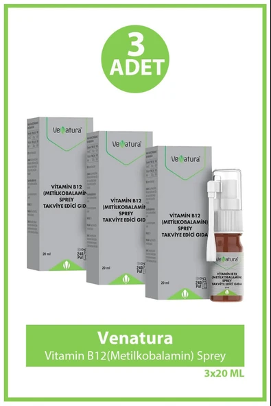 VeNatura Vitamin B12 (metilkobalamin) Sprey 20 Ml 3 Adet ürün görseli 1