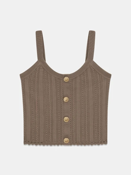 Guess Kolsuz Carmen Triko Kadın Kahverengi Bluz W6YR25Z0972-G1K8 ürün görseli 1
