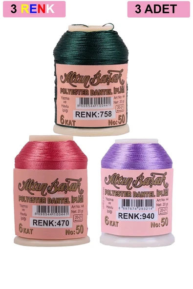 3 Adet Altınbaşak Oya ve Dantel İpi 20 gr - Royaleks - No: 470 - 940 - 758 ürün görseli 1