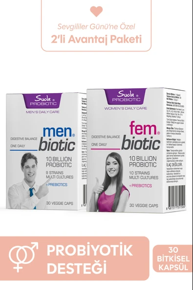 Suda Vitamin MENBIOTIC 30 Bitkisel Kapsül + FEMBIOTIC 30 Bitkisel Kapsül ürün görseli 1