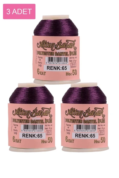 3 Adet Altınbaşak Oya ve Dantel İpi 20 gr - Royaleks - No: 065 ürün görseli 1