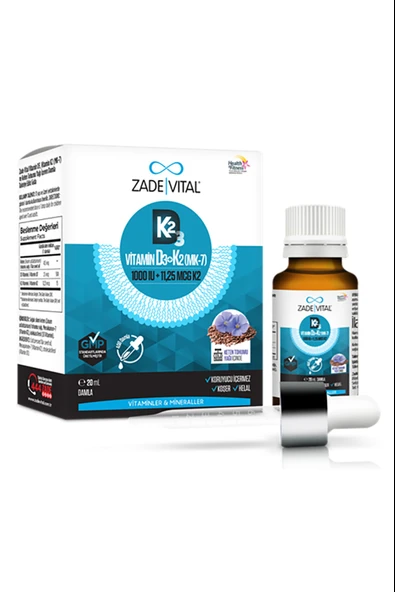 Zade Vital Vitamin D3K2 1000 IU Damla 20 ml ürün görseli 1