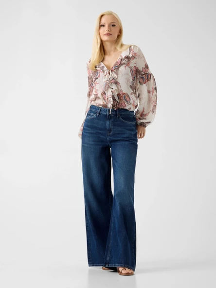 Guess Uzun Kollu Emy Fırfırlı Kadın  Gömlek W6YH30W2951-PMPV ürün görseli 1