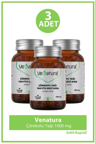 Venatura Çörekotu Yağı 1000 mg 60 Yumuşak Kapsül 3 Adet ürün görseli 1
