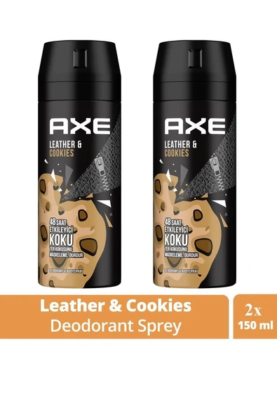 2 Adet Axe Erkek Sprey Deodorant Leather & Cookies 48 Saat Etkileyeci Koku 150 ml ürün görseli 1
