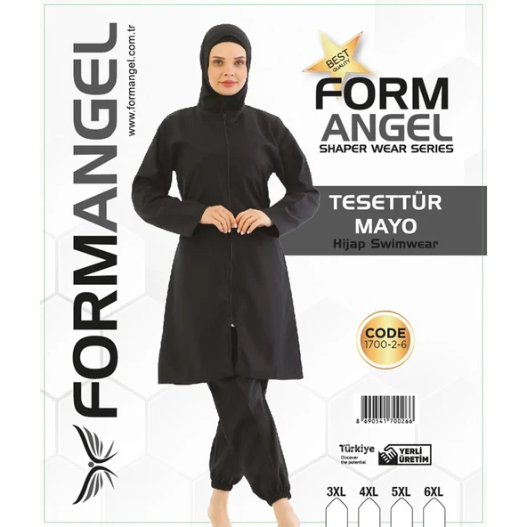 Form Angel 1700-2-6 Kadın Desenli Battal Paraşüt Taytlı Fermuarlı Tesettür Mayo 3XL-6XL - Karışık Renk - S-M L-XL 2XL-3XL ürün görseli 1