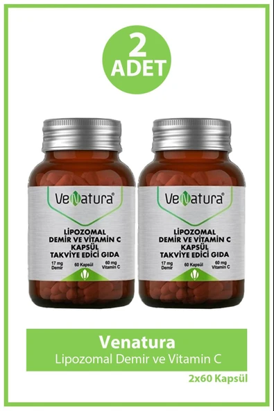 Venatura Lipozomal Demir ve Vitamin C 60 Kapsül 2 Adet ürün görseli 1