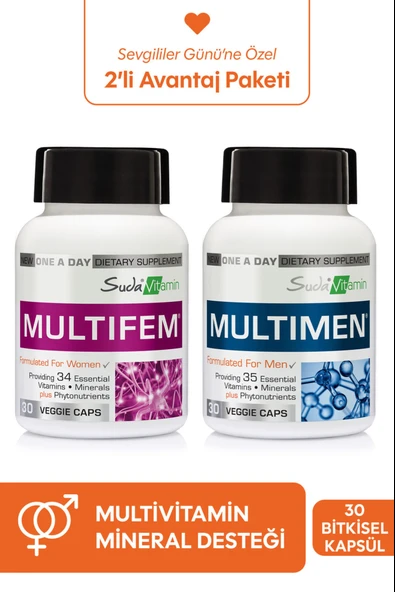 Suda Vitamin MULTIMEN MULTIVITAMIN 30 Kapsül + MULTIFEM MULTIVITAMIN 30 Kapsül ürün görseli 1