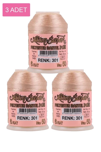 3 Adet Altınbaşak Oya ve Dantel İpi 20 gr - Royaleks - No: 301 ürün görseli 1