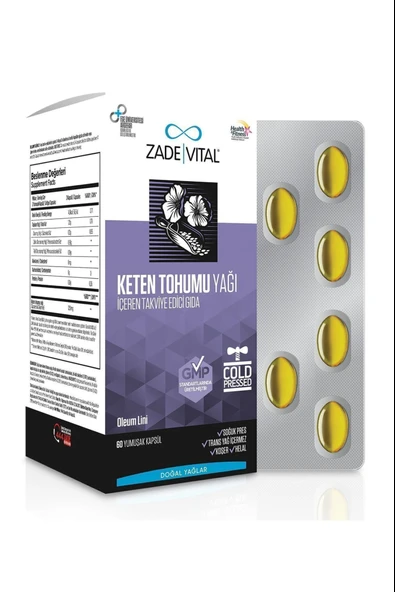 Zade Vital Keten Tohumu Yağı 60 Yumuşak Kapsül ürün görseli 1