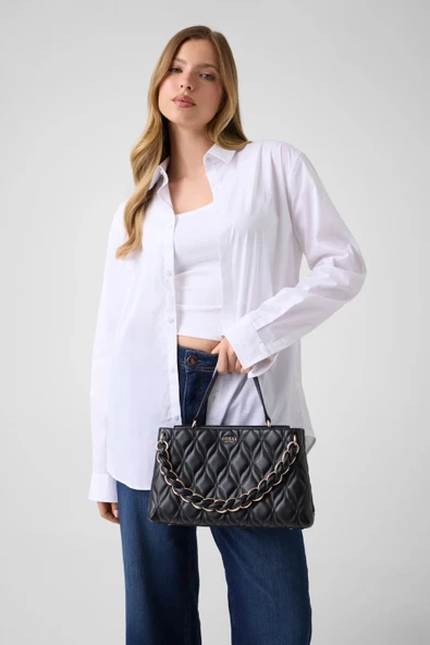 Guess Maxine 2 Bölmeli Kadın Siyah El Çantası HWQG9733050-BLA ürün görseli 1