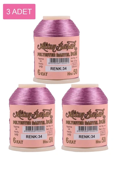 3 Adet Altınbaşak Oya ve Dantel İpi 20 gr - Royaleks - No: 034 ürün görseli 1