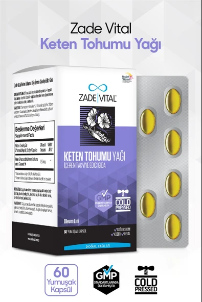 Zade Vital Keten Tohumu Yağı 60 Yumuşak Kapsül ürün görseli 1